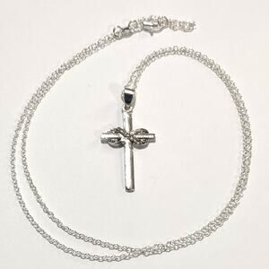 925 Silver Infinity Cross Necklace Christian Gemstone Crucifix Birthday Gift New